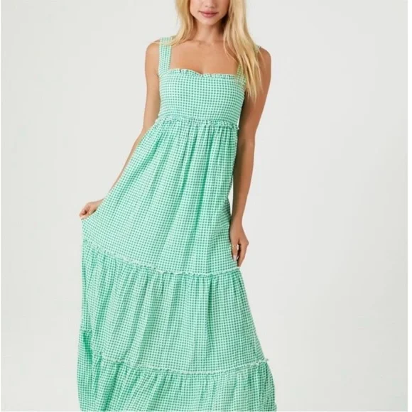 Forever 21 | Dresses | Forever 2 Green White Gingham Maxi Dress Size Small | Poshmark Forever 21 | Dresses | Forever 2 Green White Gingham Maxi Dress Size Small | Poshmark